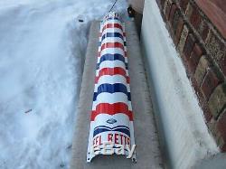 Vintage Antique Porcelain Barber Shop Pole Sign Gas Oil William Marvy 1940's