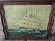 Vintage Antique Signed T Bailey Nautical Boston Clipper Ship Oil Canvas Painting