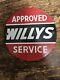 Vintage Approved Willys Service Gas Station Sign Porcelain Sign 6 In Diameter
