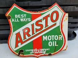 Vintage Aristo Porcelain Flange Sign Union Oil Of California Gas Advertising