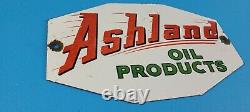 Vintage Ashland Motor Oil Porcelain Gasoline Service Station Gas Pump Plate Sign