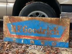 Vintage B. F. Goodrich Tires Double Sided Sign Advertising Original Gas Oil Old