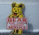 Vintage Bear Wheel Alignment Porcelain Metal Sign Gas Oil Rare Service Station
