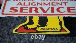 Vintage Bear Wheel Alignment Porcelain Metal Sign Gas Oil Rare Service Station