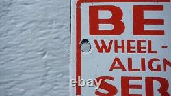 Vintage Bear Wheel Alignment Porcelain Metal Sign Gas Oil Rare Service Station