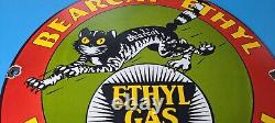 Vintage Bearcat Porcelain Auto Ethyl General Motors Chevrolet Chevy Gas Oil Sign
