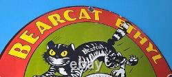 Vintage Bearcat Porcelain Auto Ethyl General Motors Chevrolet Chevy Gas Oil Sign