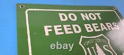 Vintage Bears Entrance Sign Forest Service DO NOT FEED Gas Pump Porcelain Sign