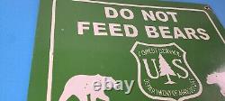 Vintage Bears Entrance Sign Forest Service DO NOT FEED Gas Pump Porcelain Sign