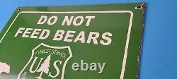Vintage Bears Entrance Sign Forest Service DO NOT FEED Gas Pump Porcelain Sign