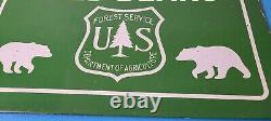 Vintage Bears Entrance Sign Forest Service DO NOT FEED Gas Pump Porcelain Sign