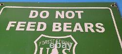 Vintage Bears Entrance Sign Forest Service DO NOT FEED Gas Pump Porcelain Sign