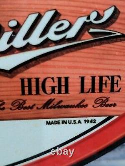 Vintage Beer Porcelain Sign Miller High Life Bar Lager Gas Station Oil Service