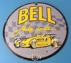 Vintage Bell Auto Parts Porcelain Gas Motor Oil Service Station Pump Plate Sign