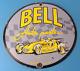 Vintage Bell Auto Parts Porcelain Gas Motor Oil Service Station Pump Plate Sign