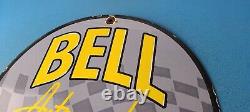 Vintage Bell Auto Parts Porcelain Gas Motor Oil Service Station Pump Plate Sign