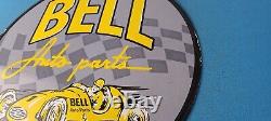 Vintage Bell Auto Parts Porcelain Gas Motor Oil Service Station Pump Plate Sign