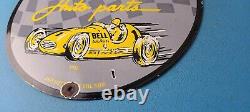 Vintage Bell Auto Parts Porcelain Gas Motor Oil Service Station Pump Plate Sign