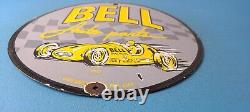 Vintage Bell Auto Parts Porcelain Gas Motor Oil Service Station Pump Plate Sign