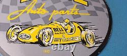 Vintage Bell Auto Parts Porcelain Gas Motor Oil Service Station Pump Plate Sign