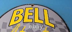 Vintage Bell Auto Parts Porcelain Gas Motor Oil Service Station Pump Plate Sign