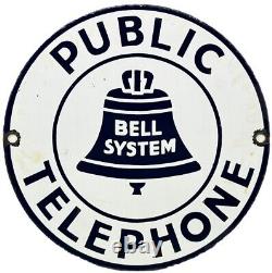 Vintage Bell System Public Payph0ne Porcelain Sign Gas Station Oil Telephone Att