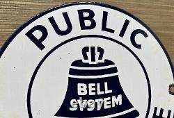 Vintage Bell System Public Payph0ne Porcelain Sign Gas Station Oil Telephone Att