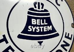 Vintage Bell System Public Payph0ne Porcelain Sign Gas Station Oil Telephone Att