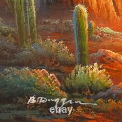 Vintage Bernard Duggan Landscape Oil Painting Southwestern Desert Sunset 12 x 16