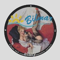 Vintage Bilman Beach Resort 1923 Oil Porcelain Gas Pump Sign