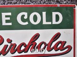 Vintage Birchola Porcelain Sign Car Gas Oil Truck 12 X 10