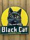 Vintage Black Cat Cigarettes Embossed Metal Porcelain Sign Usa Gas Station Oil