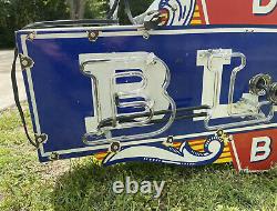 Vintage Blatz Beer Porcelain Metal Neon Sign Bar Beverage Oil Gas Station Nice