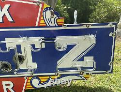 Vintage Blatz Beer Porcelain Metal Neon Sign Bar Beverage Oil Gas Station Nice