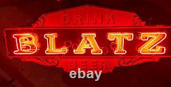 Vintage Blatz Beer Porcelain Metal Neon Sign Bar Beverage Oil Gas Station Nice