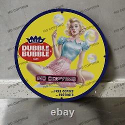 Vintage Bubble Yum Porcelain Sign Chewing Gum Pinup Girl Oil Gas Station