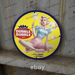 Vintage Bubble Yum Porcelain Sign Chewing Gum Pinup Girl Oil Gas Station