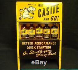 Vintage CASITE Motor Oil Additive/Solvent Display Rack/Stand w (5) Pint Bottles