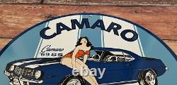 Vintage Camaro Porcelain & Metal Chevrolet Gas Parts Service Station Ad Sign