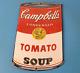 Vintage Campbells Soup Sign Tomato Can Piggly Store Gas Pump Porcelain Sign