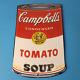Vintage Campbells Soup Sign Tomato Can Piggly Store Gas Pump Porcelain Sign