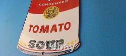 Vintage Campbells Soup Sign Tomato Can Piggly Store Gas Pump Porcelain Sign