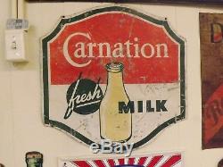 Vintage Carnation Milk Metal Sign GAS OIL SODA COLA DAIRY ICE CREAM
