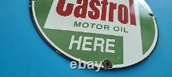 Vintage Castrol Motor Oil Porcelain 12 Gas Auto Service Station Pump Plate Sign