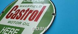 Vintage Castrol Motor Oil Porcelain 12 Gas Auto Service Station Pump Plate Sign