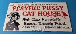 Vintage Cat House Sign Basement Room Bed for Sale Gas Service Saloon Sign