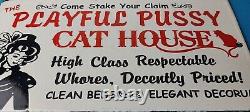 Vintage Cat House Sign Basement Room Bed for Sale Gas Service Saloon Sign