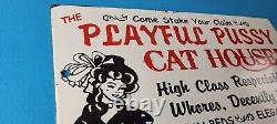 Vintage Cat House Sign Basement Room Bed for Sale Gas Service Saloon Sign