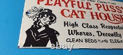 Vintage Cat House Sign Basement Room Bed for Sale Gas Service Saloon Sign