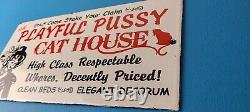 Vintage Cat House Sign Basement Room Bed for Sale Gas Service Saloon Sign